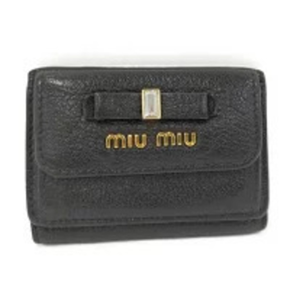 Miu Miu Tri fold Wallet Leather Black